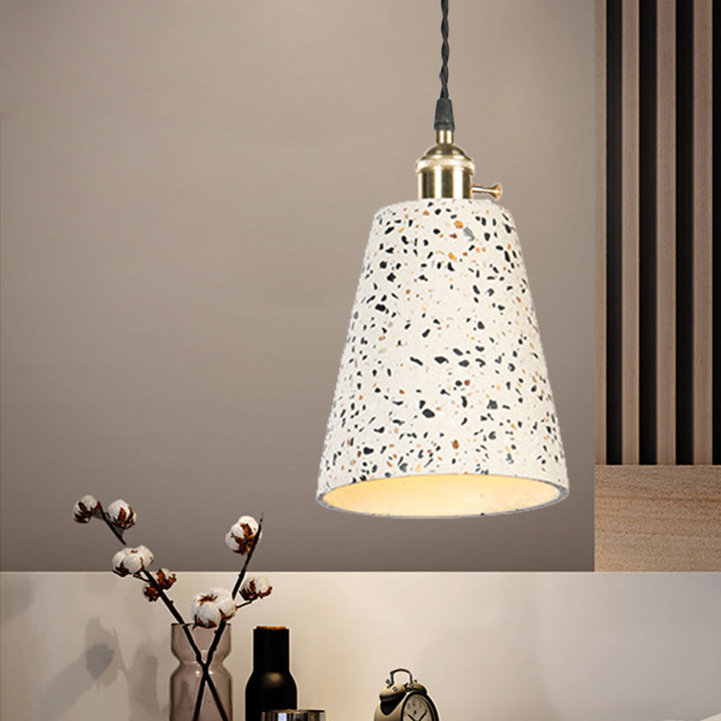 Contemporary Tapered Cement Pendant Ceiling Light For Cafes - 1-Light Hanging Lamp White