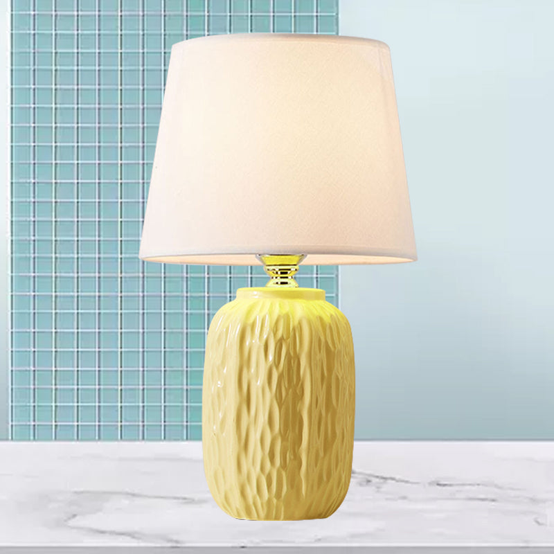 Modern Hammered Ceramic Night Lamp In Pink/Blue/Yellow With Tapered Lampshade
Note: Its Important
