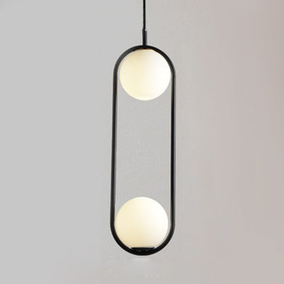 Lampe suspendue de chambre à 1/2 lumières avec abat-jour en verre blanc globe Lampe de plafond suspendue moderne noire/dorée