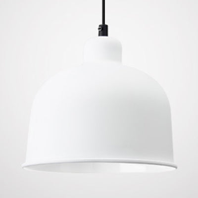 Macaron Style Single Head Pendant Light For Restaurants - Aluminum Bowl Shade Hanging Lamp White