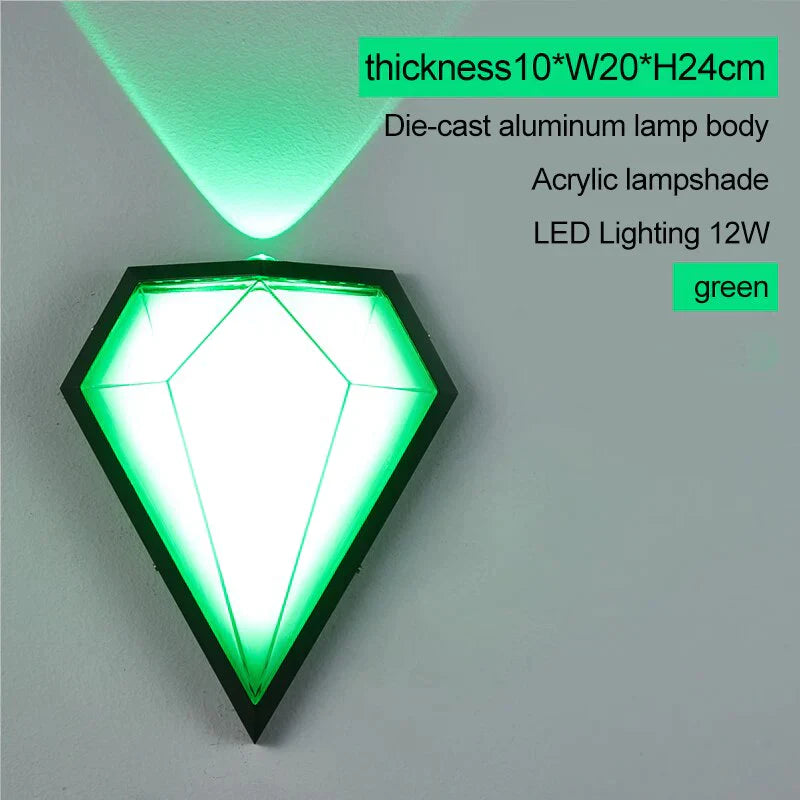 Applique murale LED diamant 12 W étanche IP65 pour extérieur, porche, jardin, lampe murale et éclairage de décoration pour chambre à coucher et salon