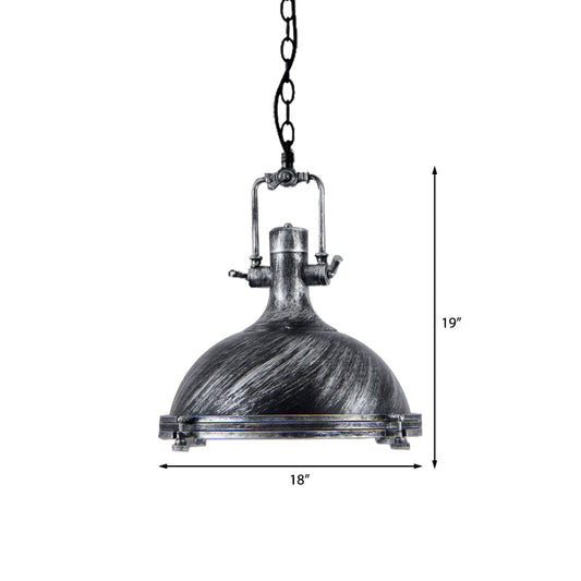 1 Light Vintage Style Iron Ceiling Pendant in Aged Silver/Bronze/Rust for Coffee Shops