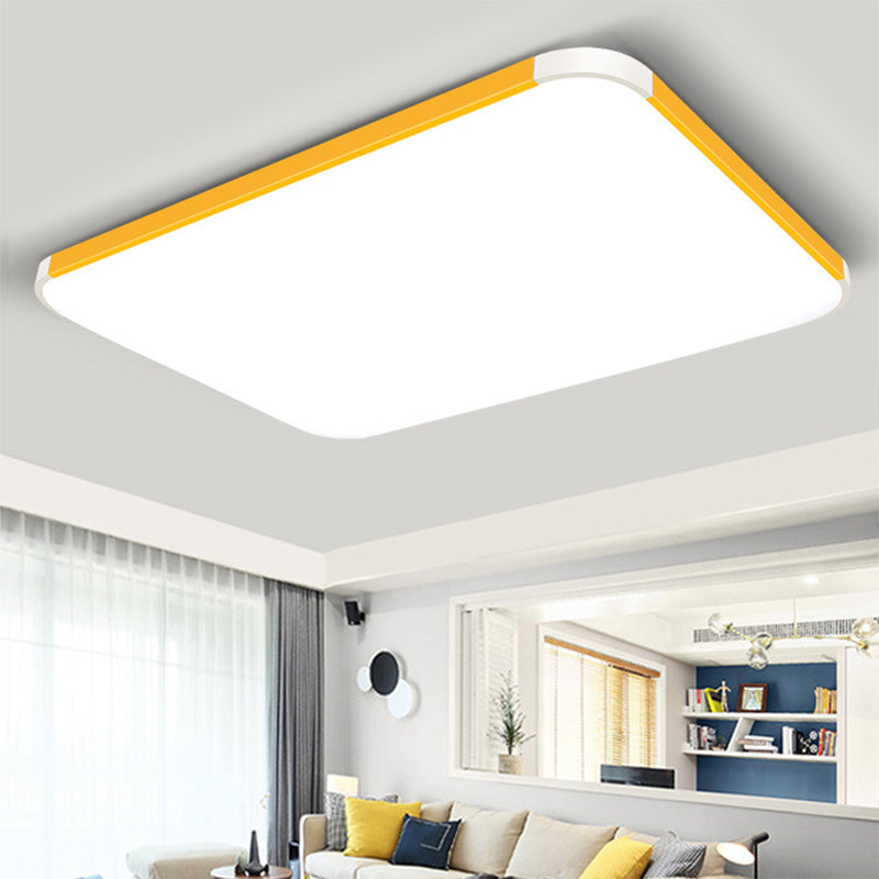 Geometric LED Flush Mount Lamp in Macaron Colors - 12"/15"/17" Wide