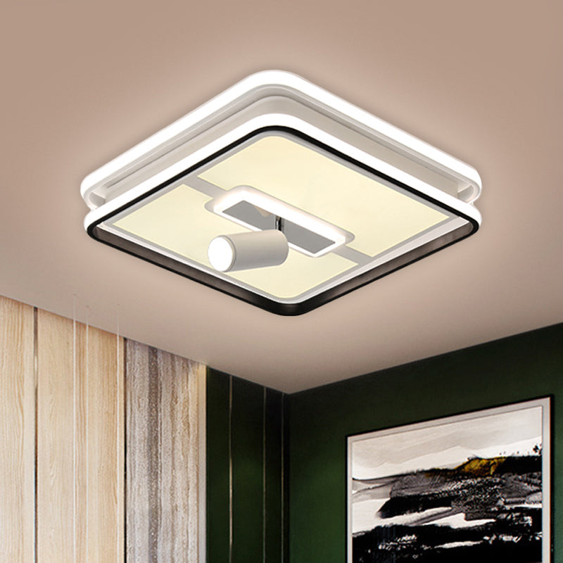 Minimalist Black Square Panel Flush Led Ceiling Lamp - 19.5/23.5 Wide Warm/White Light / 19.5 White