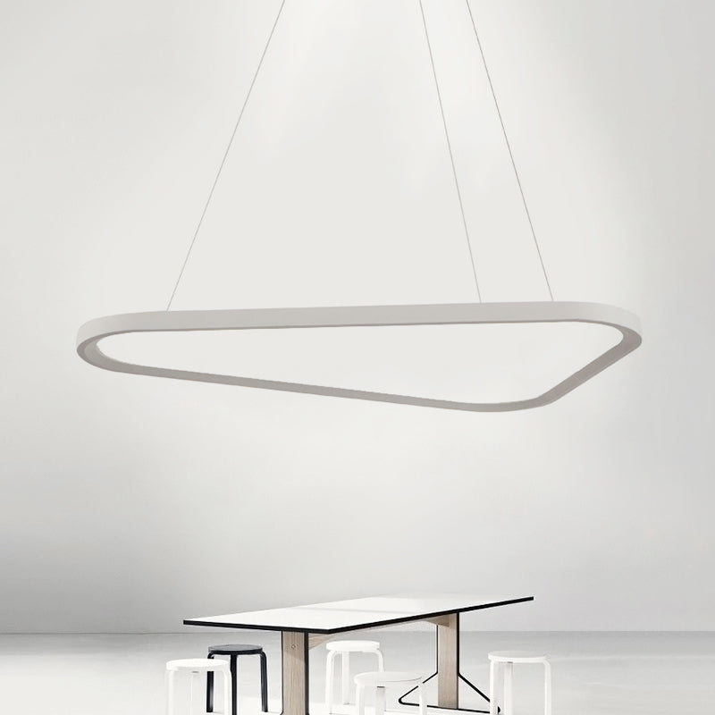 Modern Triangle Suspension Led Pendant Light With Remote Control Dimming - White / Natural