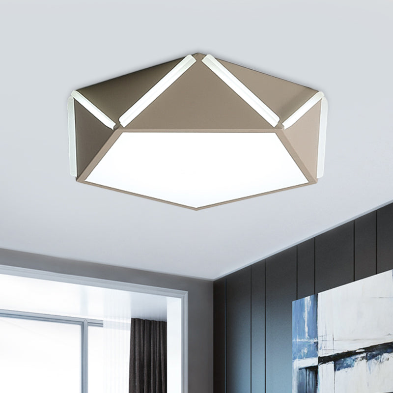 Pentagonal Flushmount LED Ceiling Lamp for Child's Bedroom - Modern Acrylic Metal Design