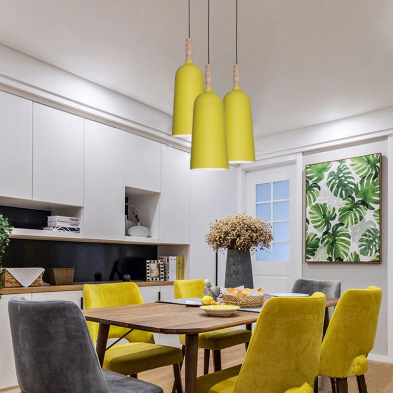 Nordic Metal Pendant Light - Stylish Hanging Lamp For Cafe Or Bookstore Yellow