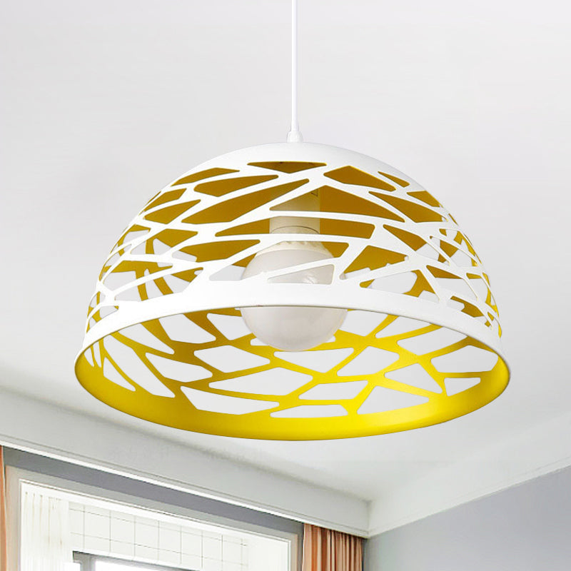 Hollowed-Out Dome Nordic Pendant Light - Yellow / 12