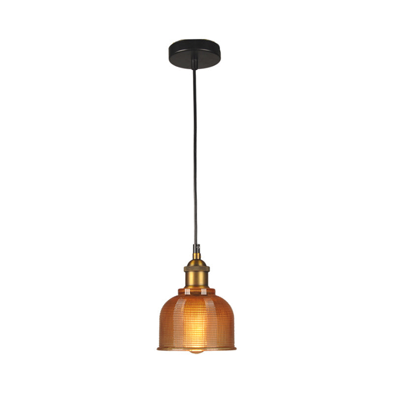 Mila - Suspension rétro de style carillon à 1 lumière en verre quadrillé rouge/orange/bleu pour salle à manger