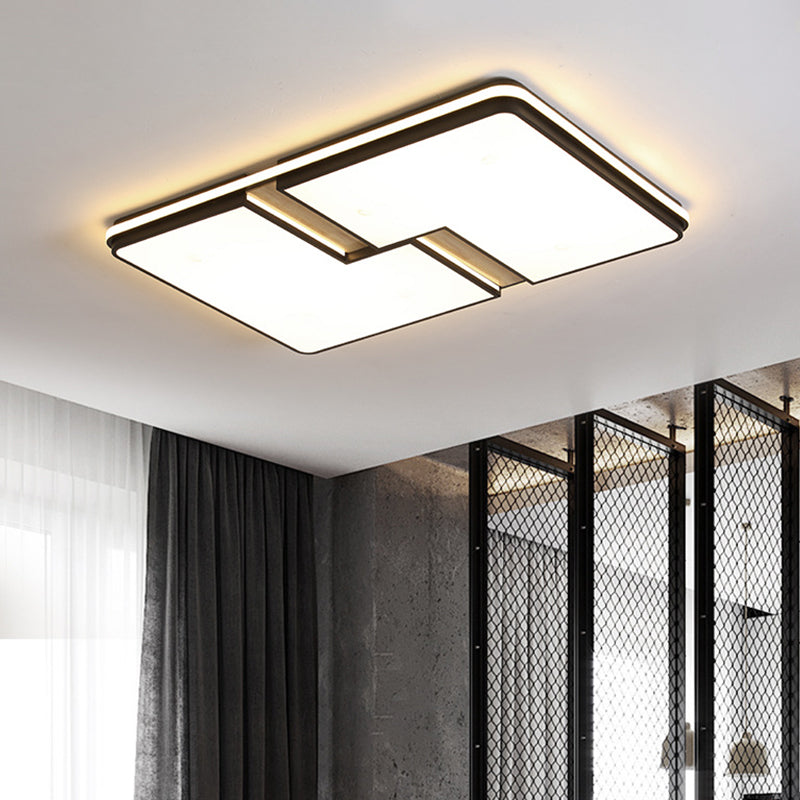 Minimalistic Black & White Led Flushmount Ceiling Light With Split Design And Multi-Color Options /
