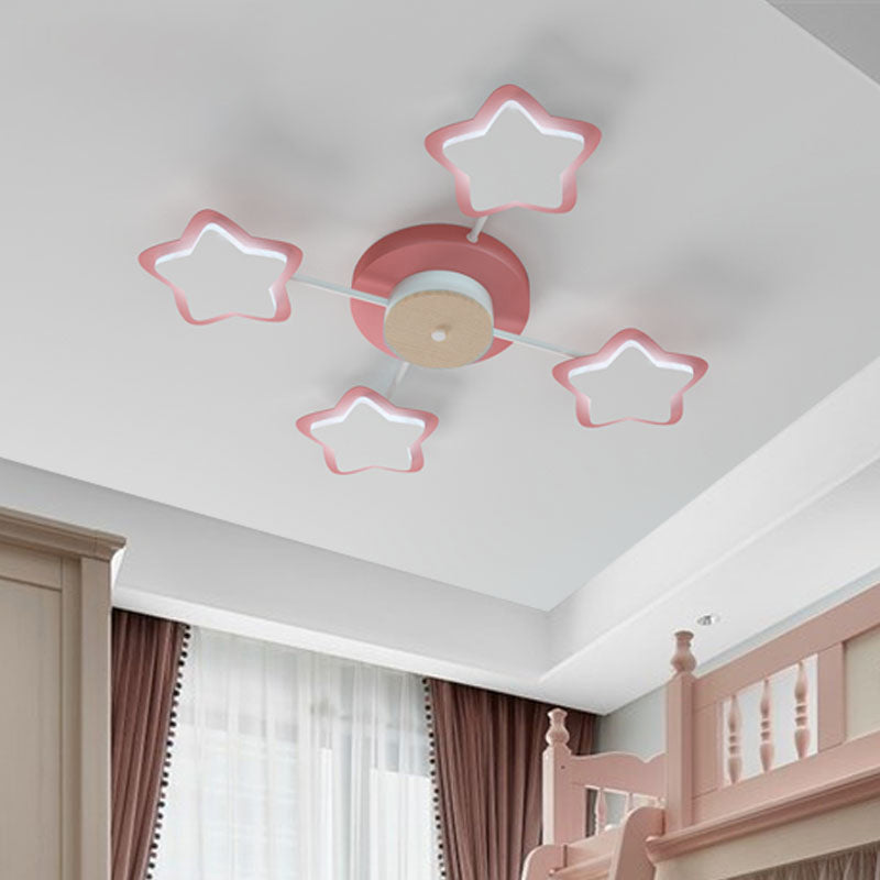 Sleek Pentagram Flush Mount Led Light In Warm/White - Cartoon Acrylic Pink/Blue Lighting Pink /