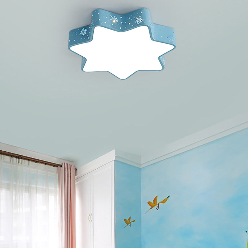 Plafonnier LED Macaron Star 15"/19"/23" en rose/bleu pour chambre d'enfant - Lumière chaude/blanche/bicolore