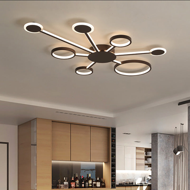 Modern Acrylic Sputnik Flush Mount Light - 4/5/6 Lights -White/Warm Led 7 / Coffee Warm