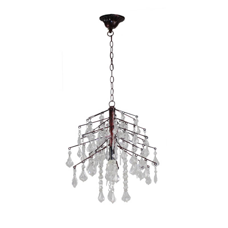 Simple Style Crystal & Metal Christmas Tree Hanging Light Fixture 1 Weathered Copper Chandelier