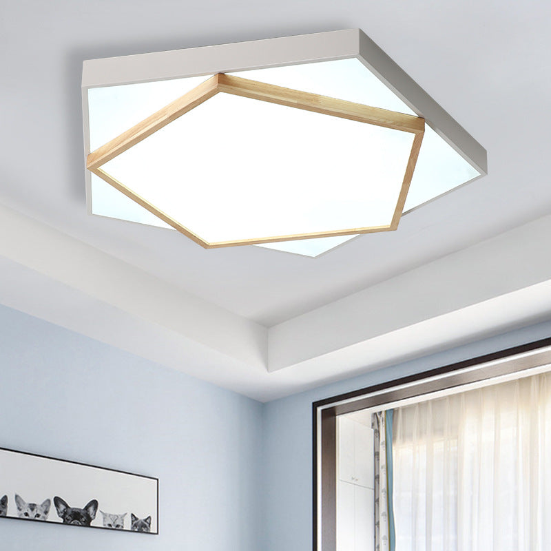 Pentagon LED Flush Mount Lamp in Acrylic Grey/White - 3 Color Options and 3 Sizes Available