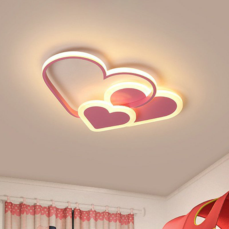 Macaron Heart LED Flush Ceiling Light: Kindergarten Flush Light Fixture