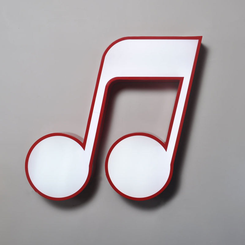Minimalistic Metallic LED Flush Ceiling Light for Child's Room With Musical Note Design