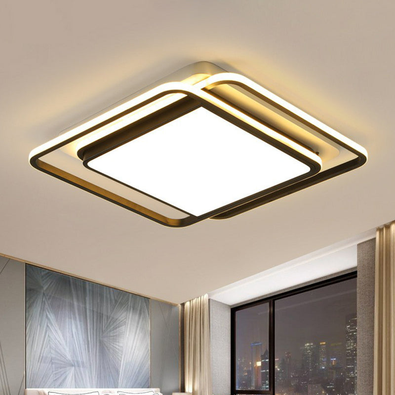 Modern Acrylic Rhombus Flush Light in Black & White: LED Ceiling Fixture