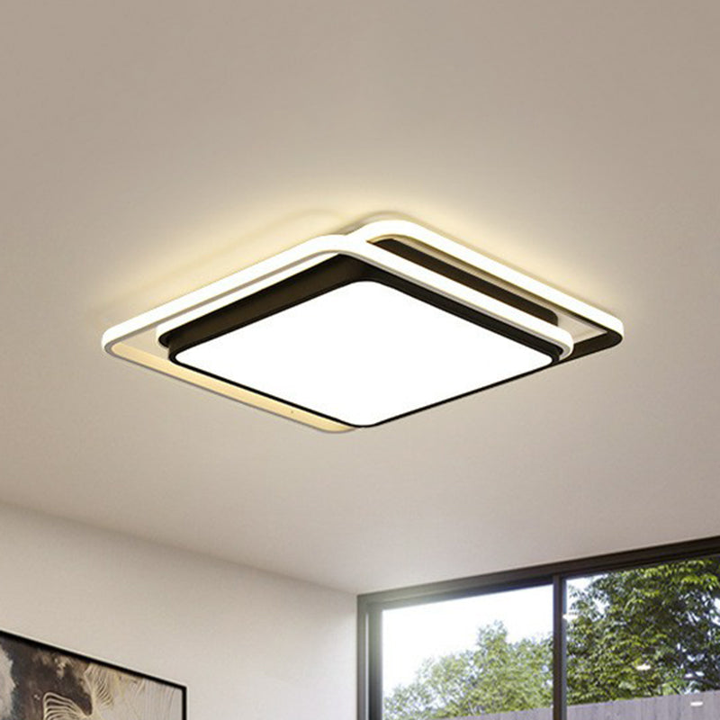 Sleek Square Bedroom Flush Mount LED Lighting with Acrylic Minimalist Design