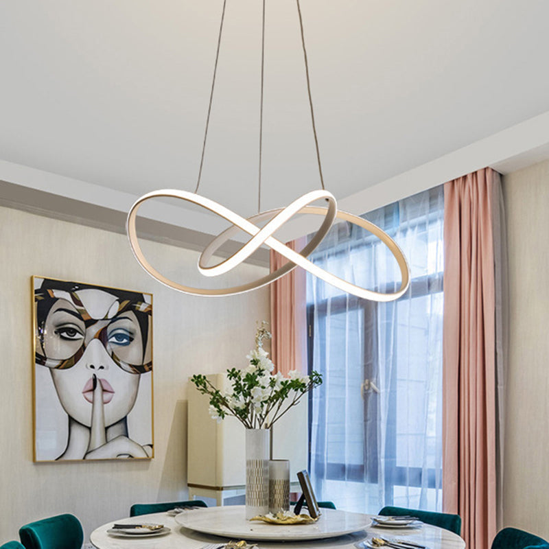 Luminaire suspendu minimaliste en métal pour salle à manger - Design de lustre torsadé