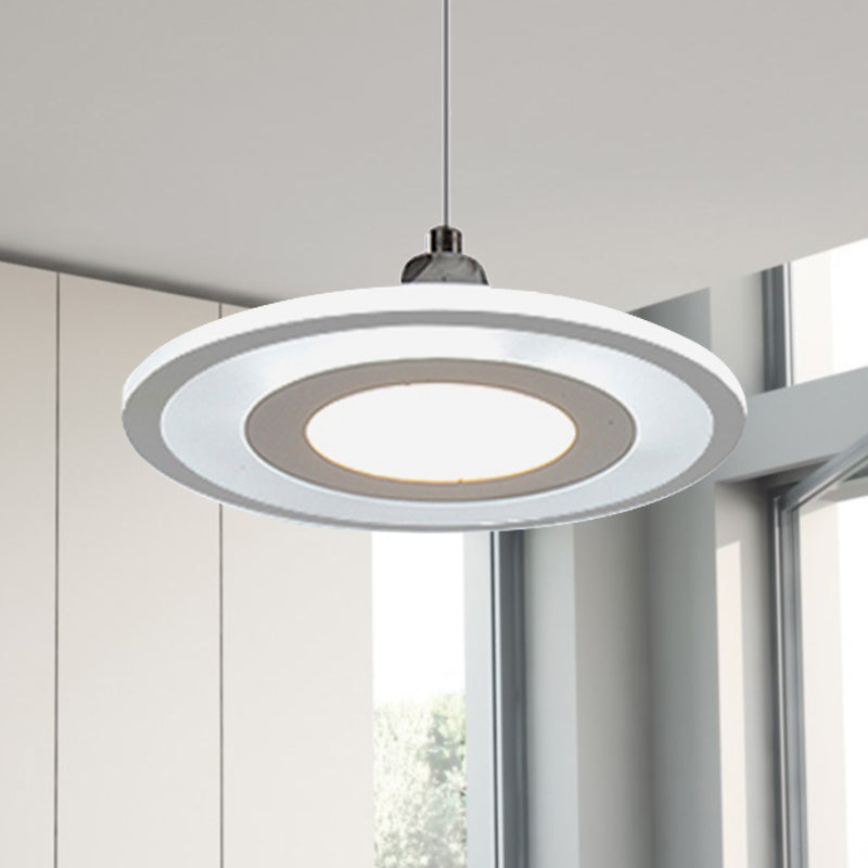 Contemporary Led Drop Pendant With White Acrylic Shade - Warm/White Light / Warm