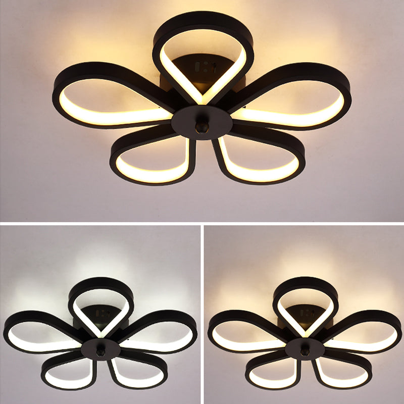Black Minimalistic Metal Led Semi Flush Ceiling Mount Light For Corridor 5 / Third Gear