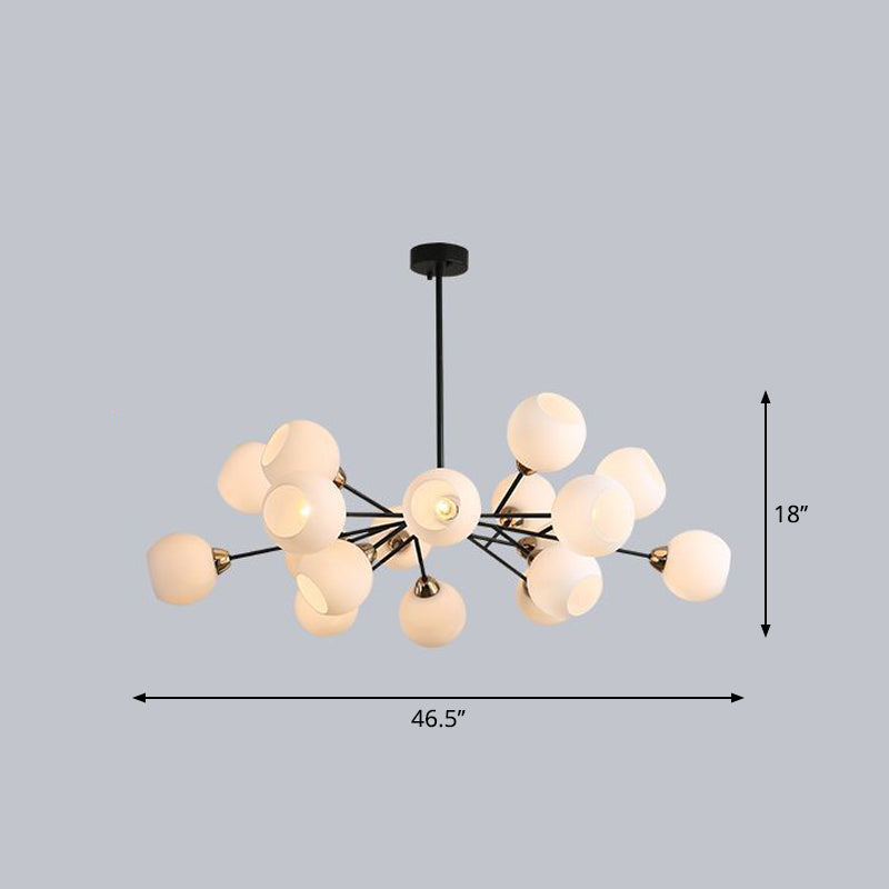 Contemporary White Glass Sputnik Chandelier With Black Suspension - Stunning Lighting Fixture 18 /