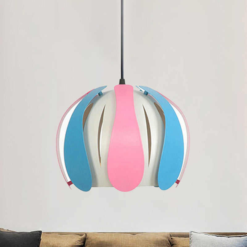 Modern Metal Bud Shade Ceiling Lamp: Black/Pink/Yellow Pendant Light Fixture For Dining Room -
