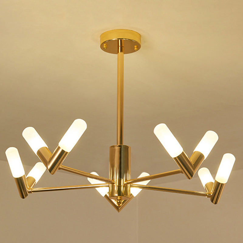 Modern Tube Ceiling Chandelier - Brass Metal 10/30 Lights For Dining Room Hanging Light 10 /