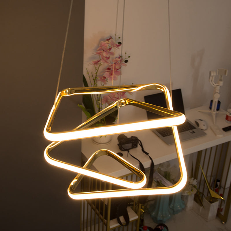 Gold Contorted Led Pendant Light: Simplicity Meets Metal Elegance For Living Room Ceiling / Third