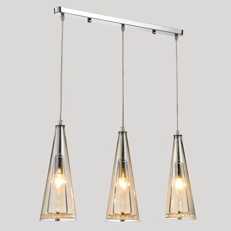 Modernist Conical Glass Pendant Light - 3-Head Multi-Light Hanging Ceiling Fixture For Dining Room