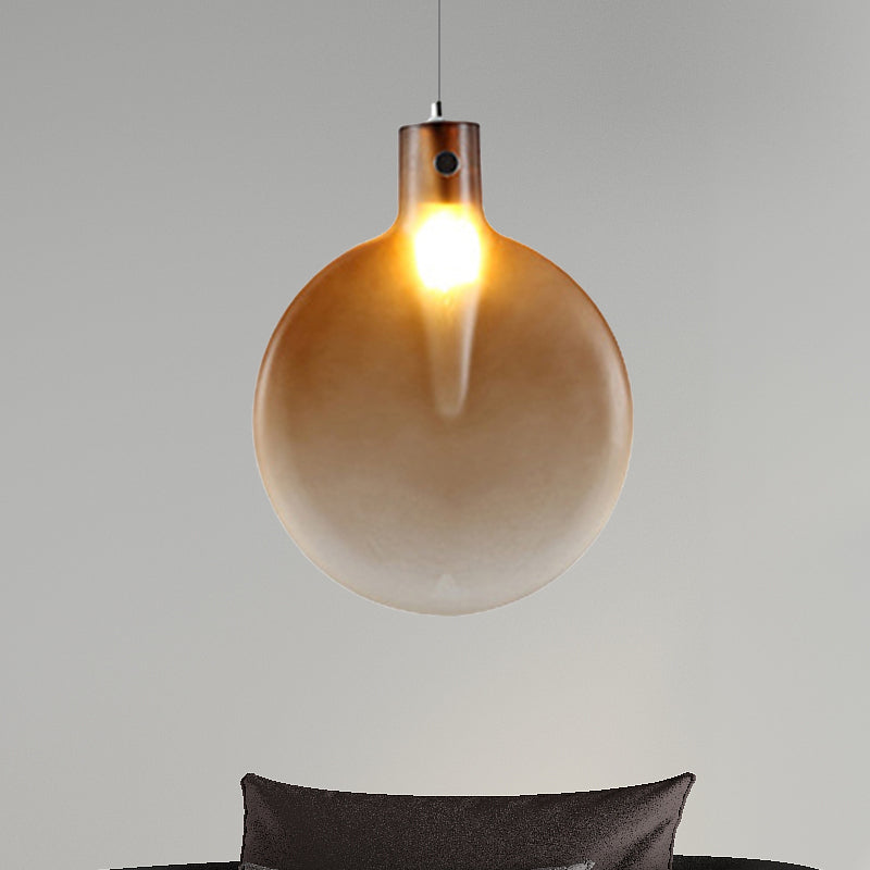 Nordic Glass Suspension Pendant - 1 Light Sliver Ball Hanging Ceiling In Brown/Green/Yellow For