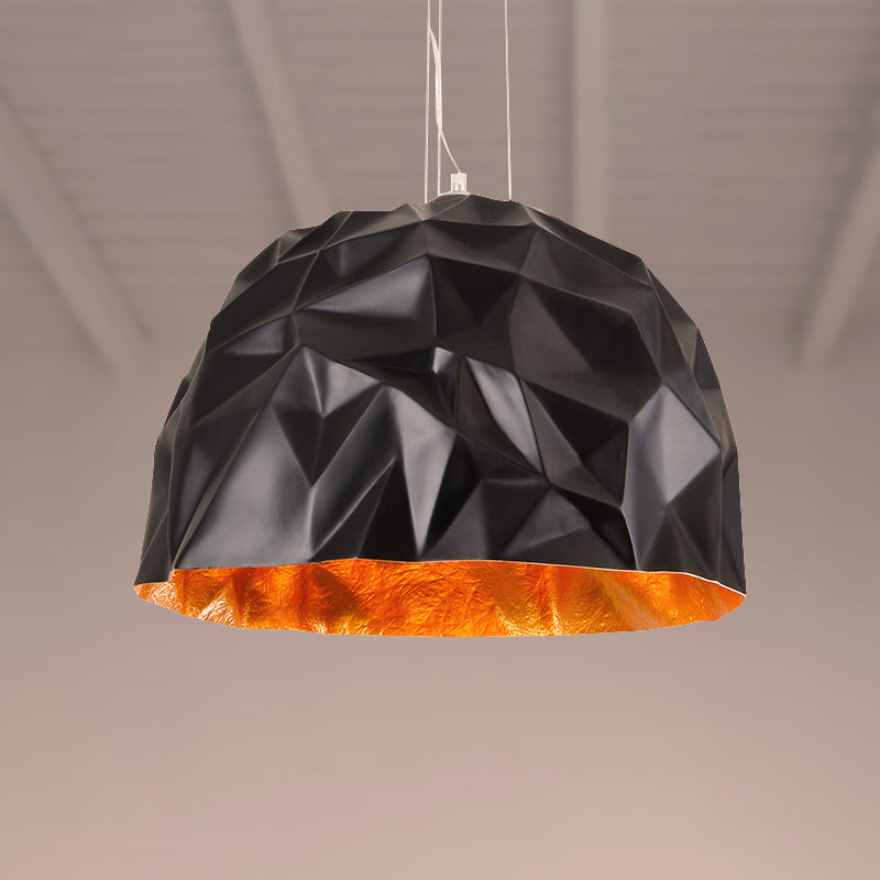 Loft Style Metallic Domed Pendant Ceiling Light Available In Black Or White - 16/19.5 Diameter Ideal