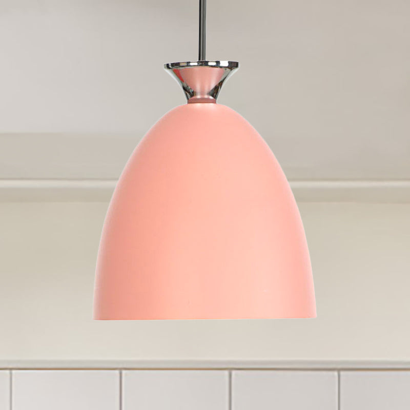 Blue/Gray Macaron Metallic Bedside Pendant Lamp With Adjustable Cord Pink
