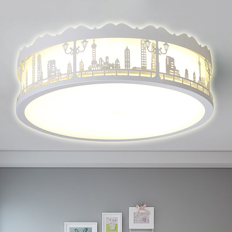 Modern White Circle Ceiling Light Fixture For Nursing Room / 16.5