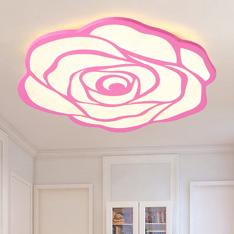 Blossom Shaped Led Ceiling Light - Pink Acrylic Lamp For Girls Bedroom / 16.5 Warm