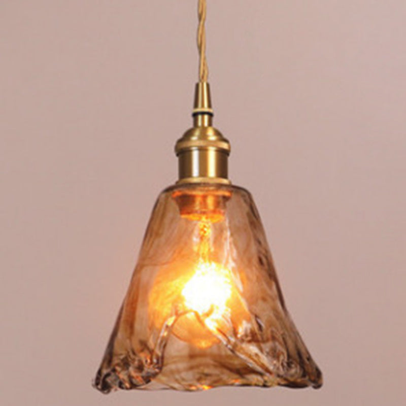 Lampe à suspension vintage en verre albâtre pour salon - 1 lampe à suspension ambrée