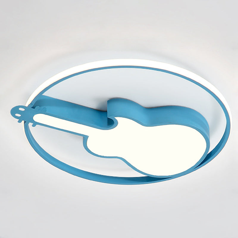Creative Guitar Flush Mount Ceiling Light for Bedroom - 1 Light Metal Fixture
