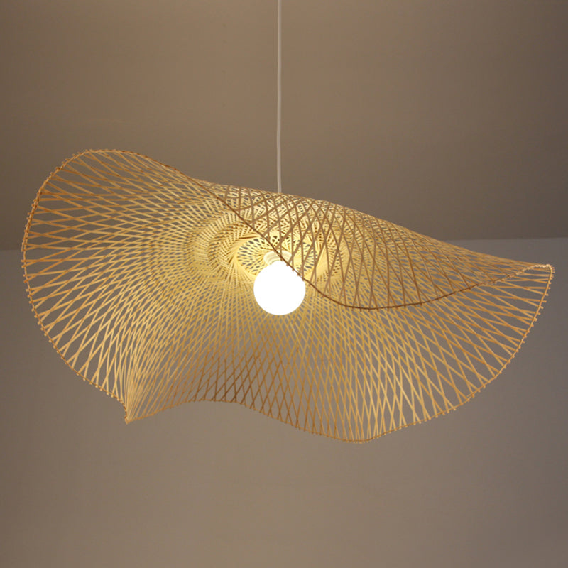 Bamboo Pendant Lamp: Japanese Fisherman Hat Style Art Deco Design For Restaurants Wood / 39