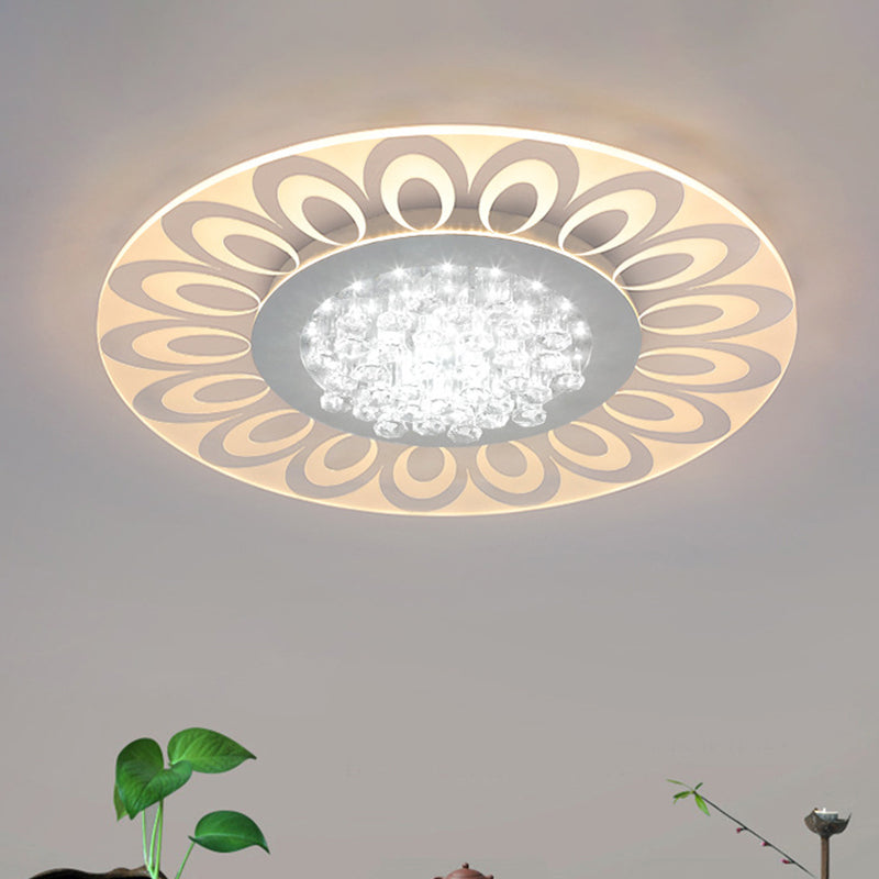 Modern Crystal LED Flush Mount Lighting in Multiple Light Options, Various Sizes Available
