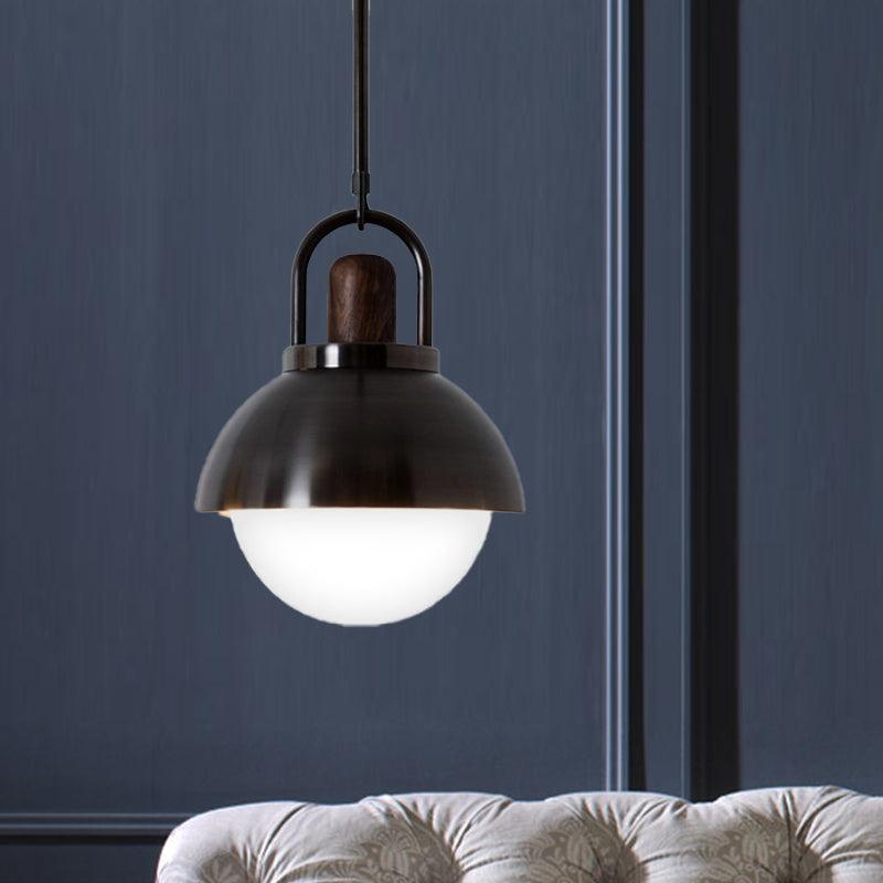 Modern Black Dome Hanging Lamp Kit - 1 Light Metal Pendant Lighting 8/12/16 Wide Ceiling Fixture / 8