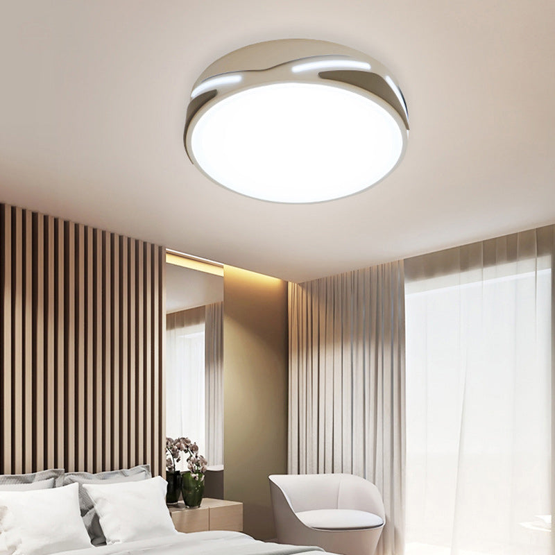 Modern LED Flush Light Fixture - 18.5"/21.5" Wide, White Ceiling Mount, Round Metal Shade - Warm/White/Natural Light