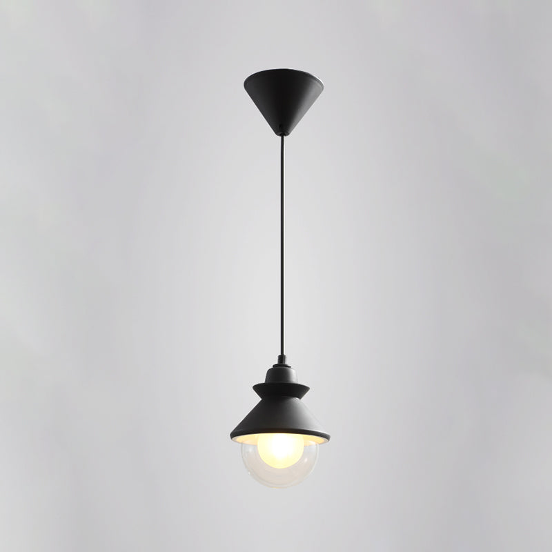 Contemporary Black Cone Pendant Light Kit With Clear Glass Shade