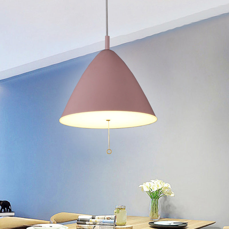Modern Pink Pendant Light With Metal Shade - Hanging Ceiling Fixture