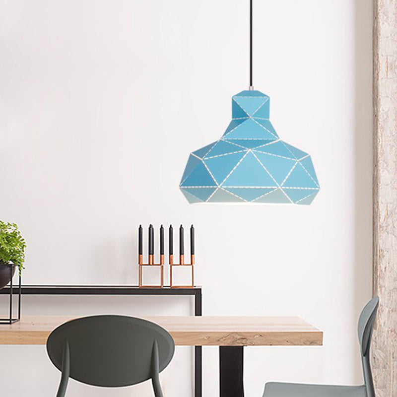 Contemporary Metal Ceiling Pendant Light - White/Pink/Blue 12/15 Wide Blue / 12