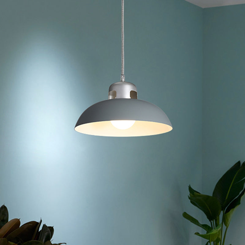 Modern Flared Metal Pendant Light - 1 Head Black/Grey Ceiling Suspension Lamp For Dining Room Grey