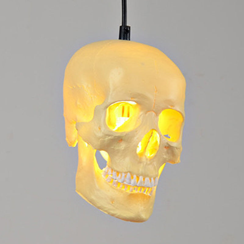 Farmhouse Skull Shaped Resin Pendant Light Kit In White - 1-Light Hanging Fixture