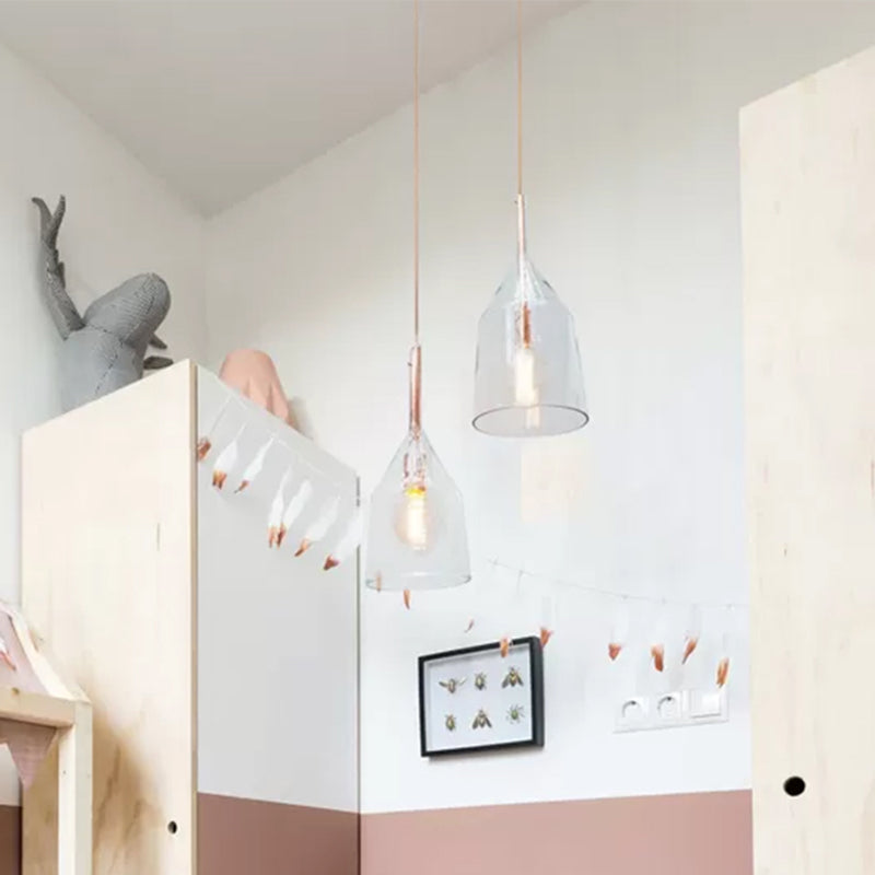 Rose Gold Kitchen Pendant Lamp With Clear Glass Shade - Simple And Elegant Design 6/7.5 Width / 6