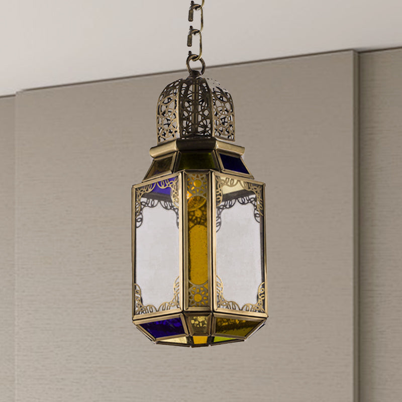 Vintage Lantern Brass Ceiling Lamp With Hanging Pendant For Bedroom