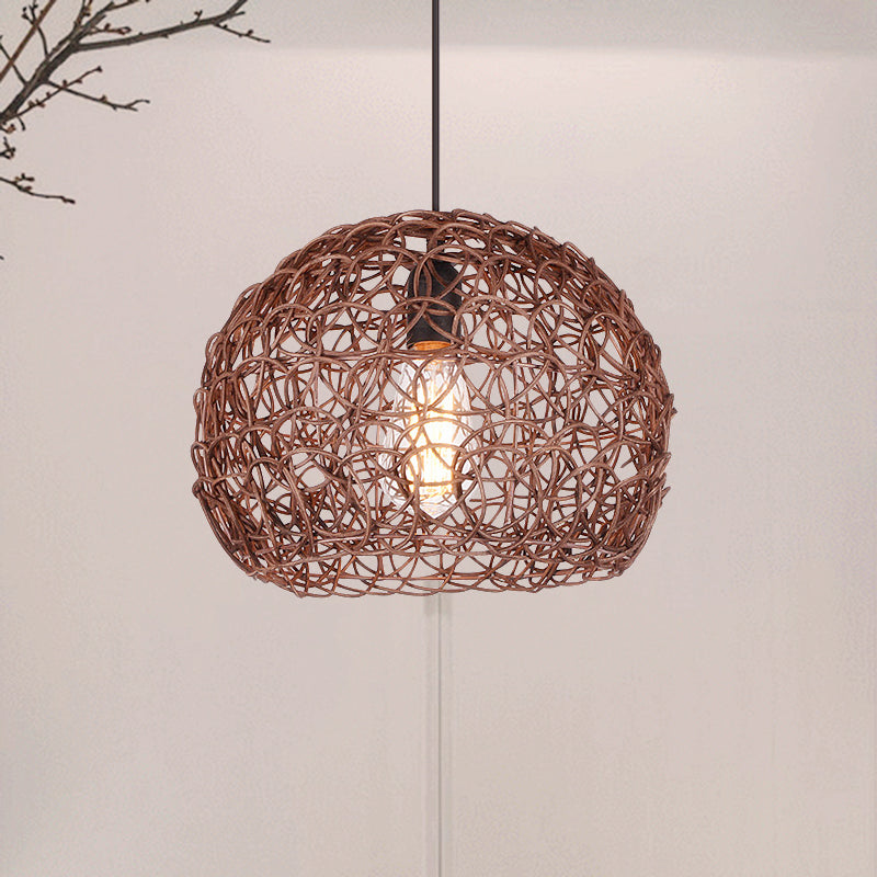 Adjustable Brown Pendant Lamp - Loft Style Semi Globe Hanging Ceiling Light
This Revised Version